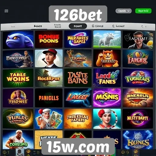 Variedade de jogos disponíveis na 126bet